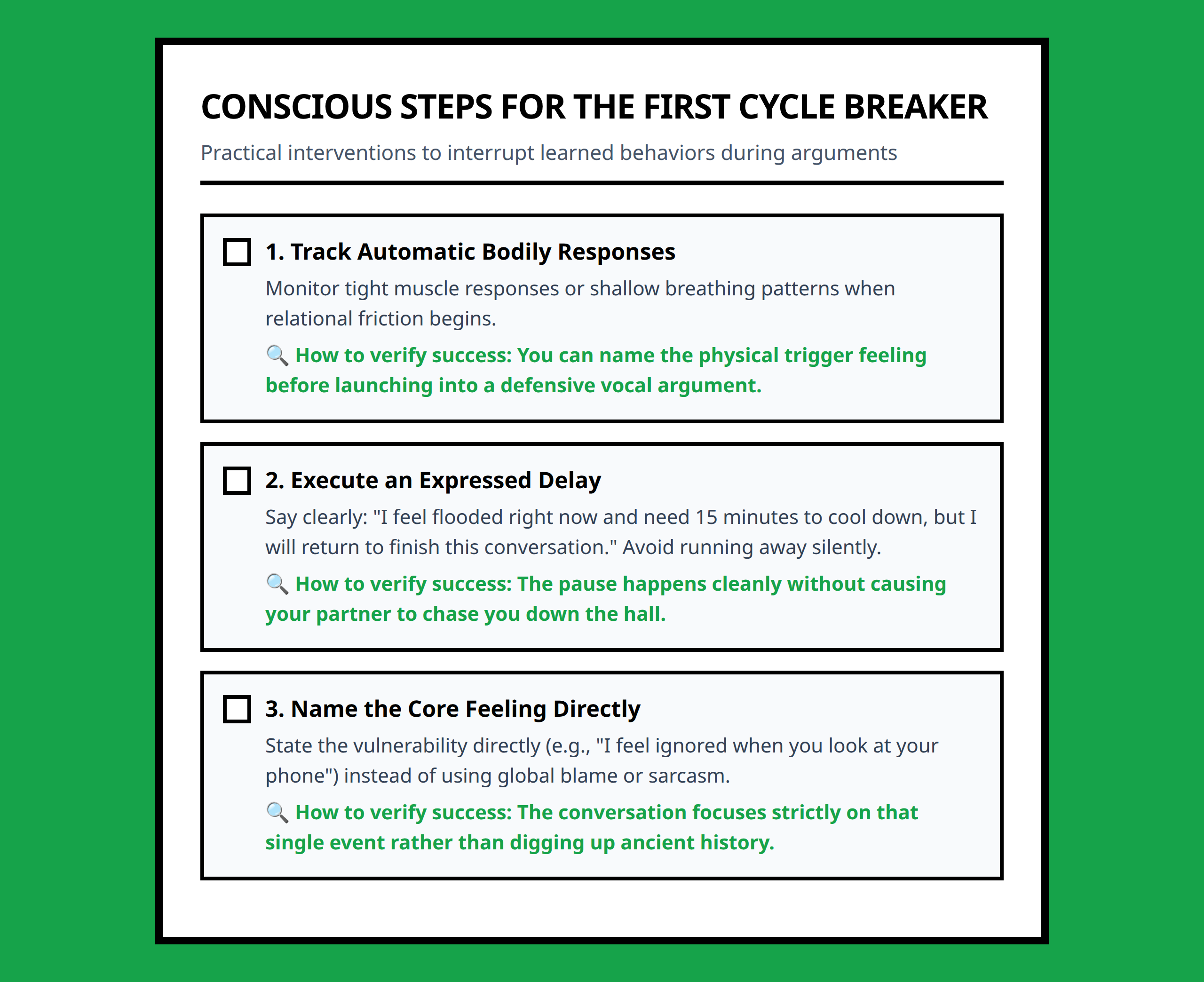 Action checklist for the first generation cycle breaker to interrupt old family patterns