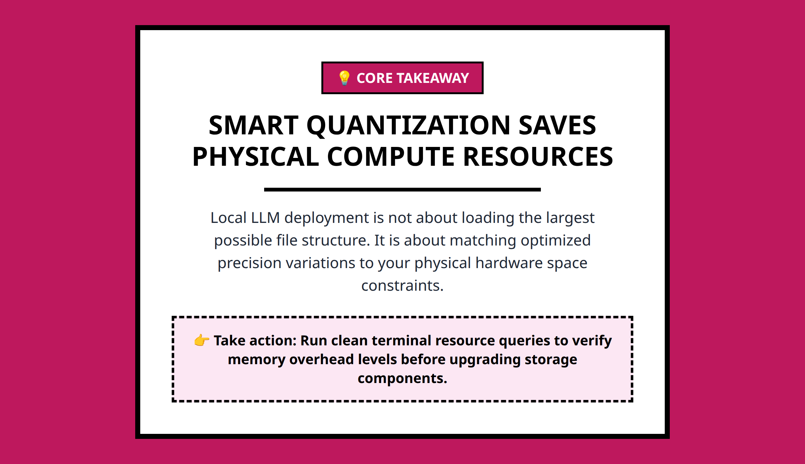 Mini Poster summary highlighting the ultimate path to lightweight local LLM execution.