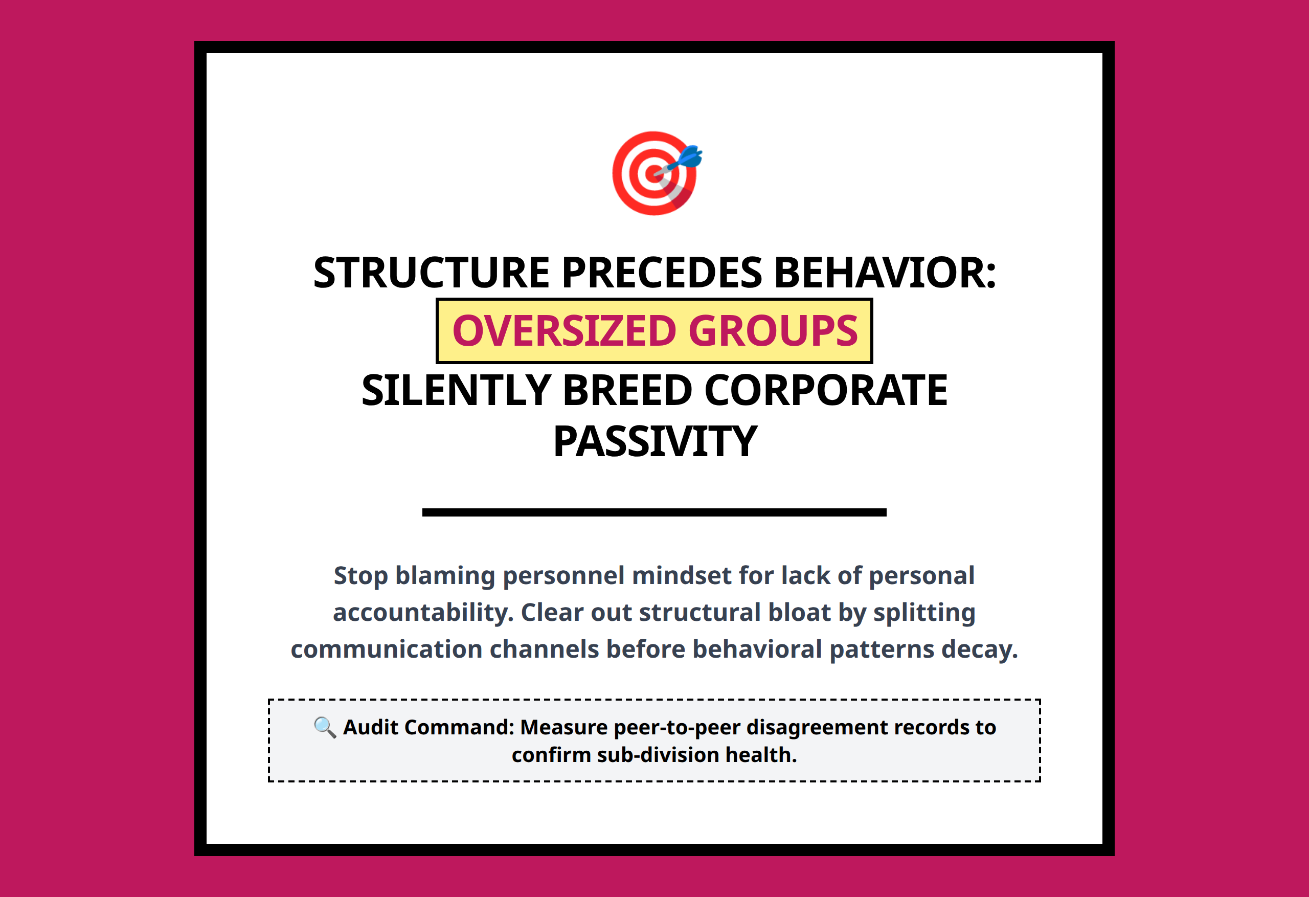 Strategic mini poster summarizing team size structural limits for organization designers.