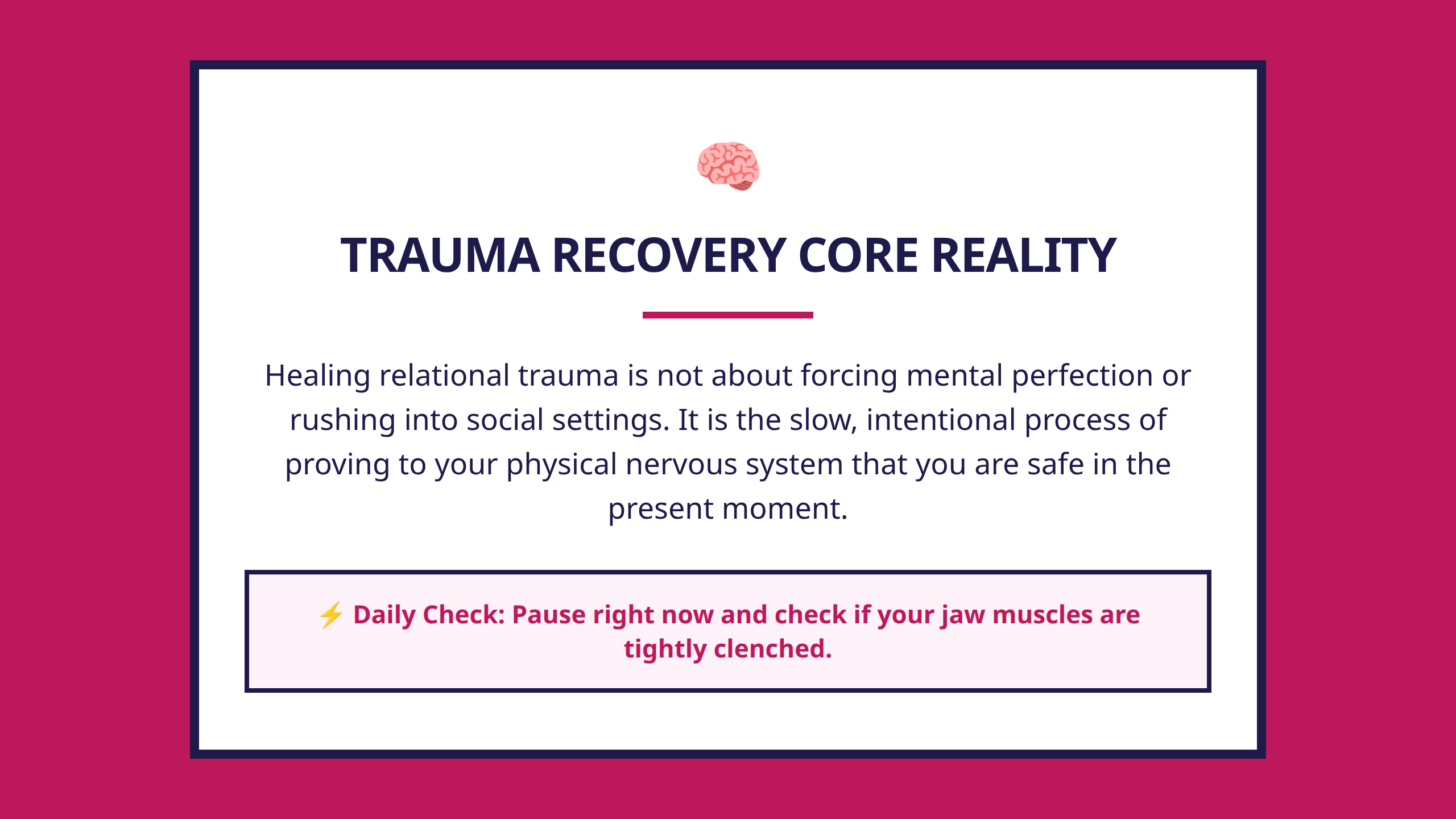 Mini poster graphic conveying a core message about nervous system healing over performance